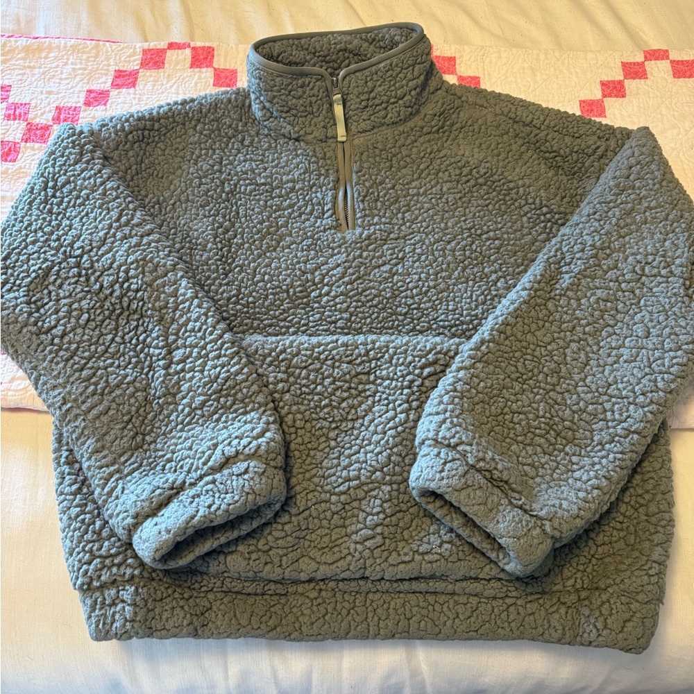 Super soft Teal Green sweatshirt. Half zip.